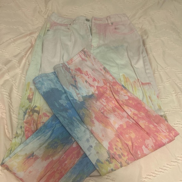 SHEIN Pastel Multicolor Straight Leg Pants - Picture 2 of 2